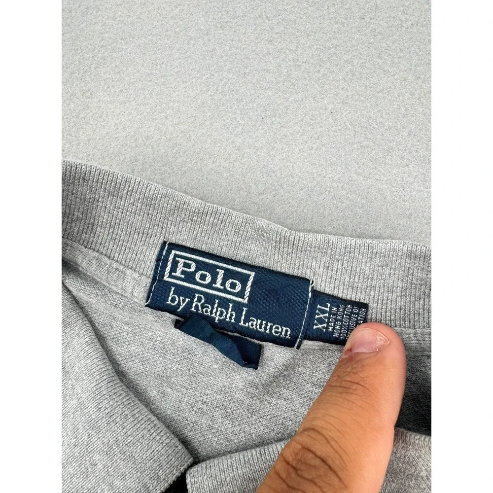 Polo Ralph Lauren Mens XXL Gray Custom Fit Short Sleeve Pique Polo Shirt‎